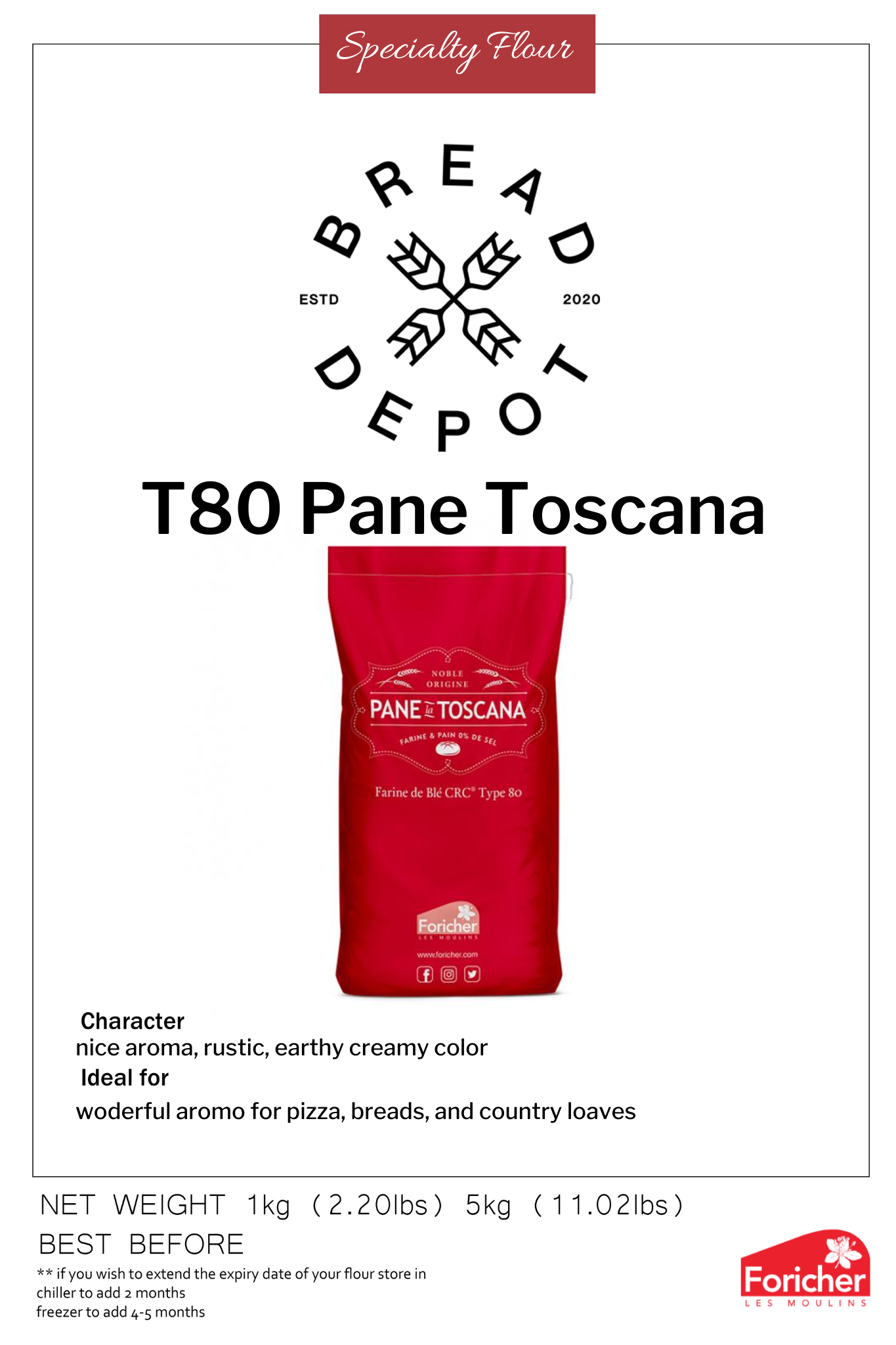 T80 FORICHER FLOUR PANE LA TOSCANA SACK